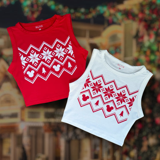 Nordic Mickey Crop Tank | Christmas Sweater | Disney Shirt