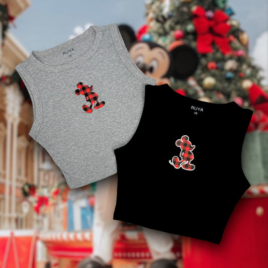 Buffalo Plaid Mickey Crop Tank | Christmas | Disney