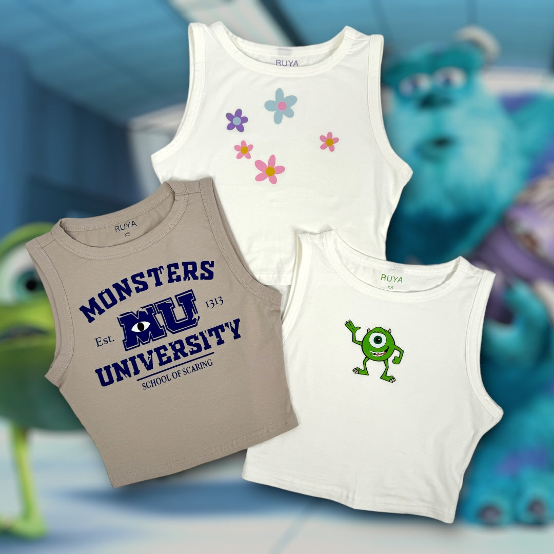 Monsters Inc Crop Tank | Boo's Door | Mike Wazowski | "Vintage" Monsters University | Disney | Pixar