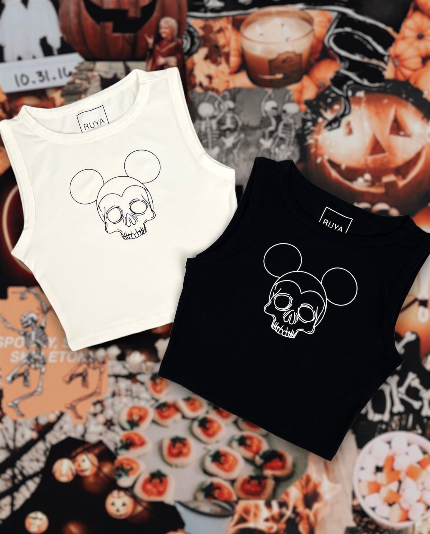 Mickey Skull Crop Tank | Disney Shirt | Halloween